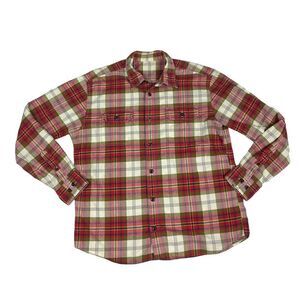 Eddie Bauer Sport Shop Mens Flannel Shirt Size Large Red
